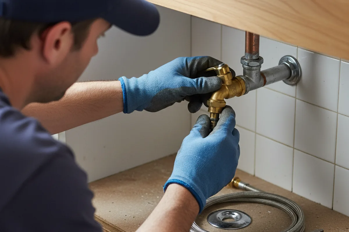 Shutoff valve and fitting work during Emergency Plumbing in Woodstock